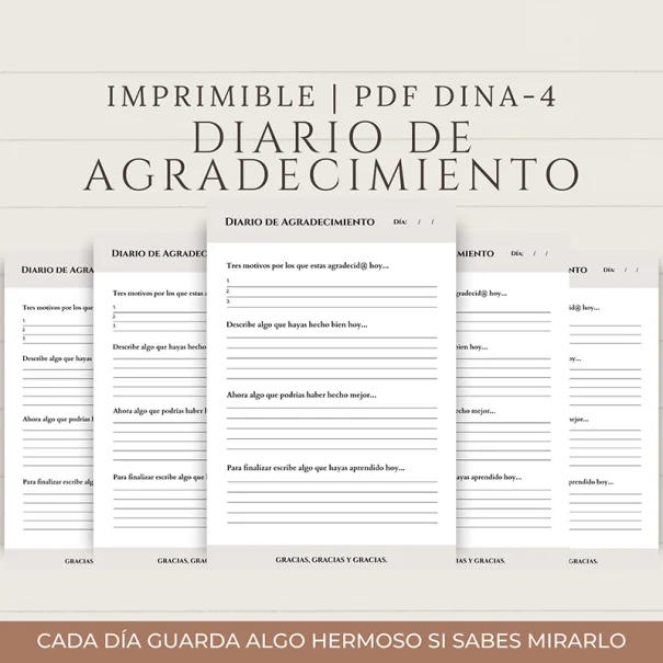 Diario de agradecimiento imprimible en PDF