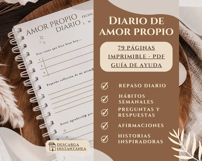 Diario de amor propio para imprimir en PDF