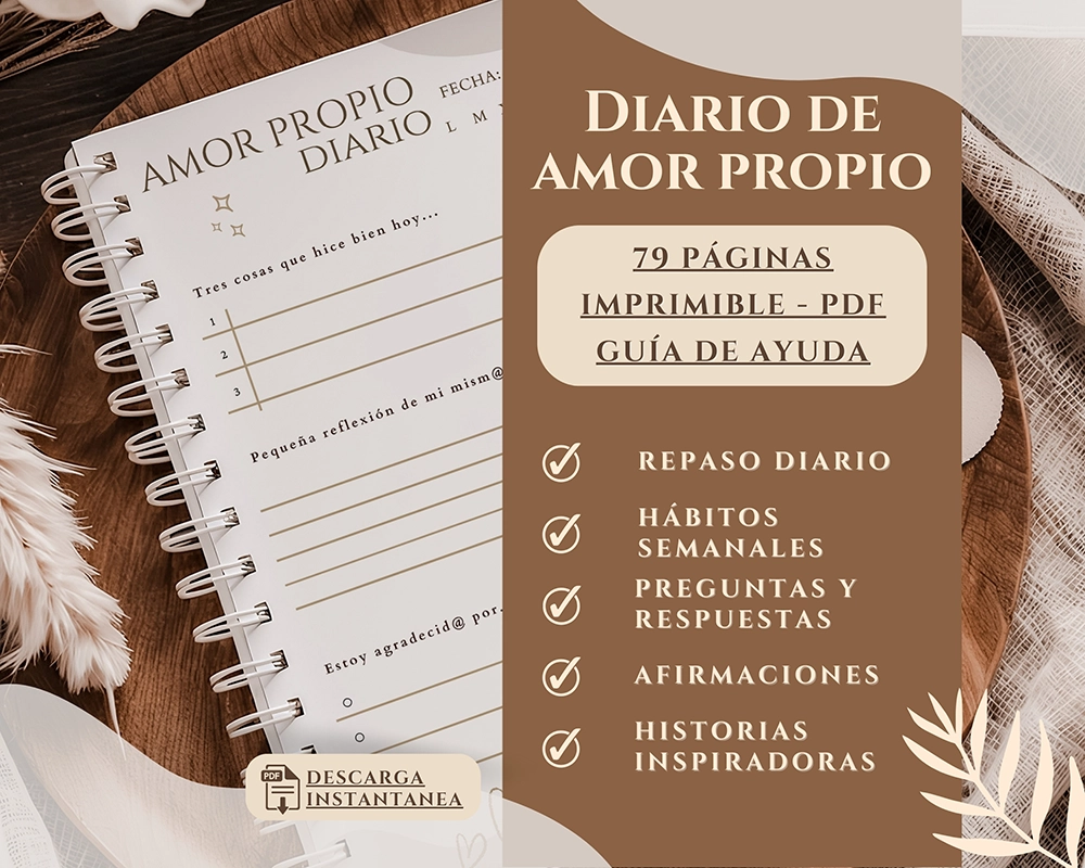 Diario de amor propio para imprimir en PDF