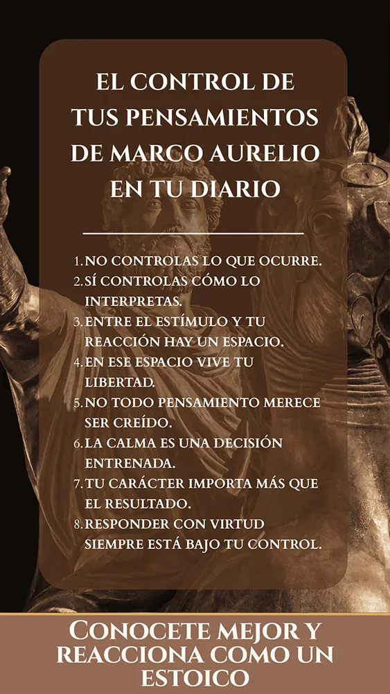 El control de tus pensamientos de Marco Aurelio en tu diario personal