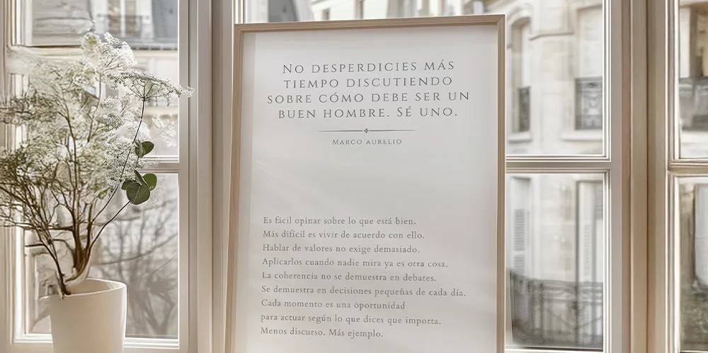 Journaling de pared con posters de Marco Aurelio